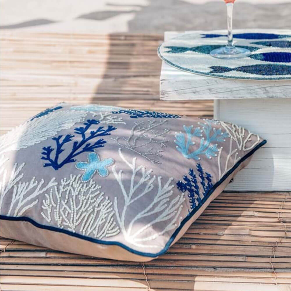 Blanc Mariclò Cuscino Vista Mare Ricamato 45x45 2 Blanc Mariclò Cuscino Vista Mare Ricamato 45x45 - immagine 2