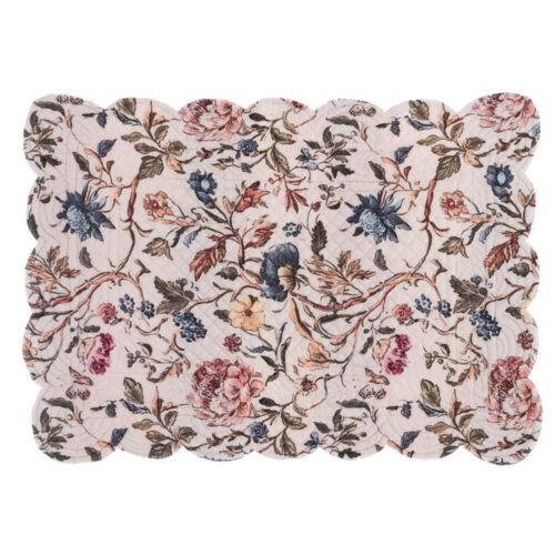 Tovaglietta double face in cotone con fantasia floreale e lato a righe Blanc Mariclo