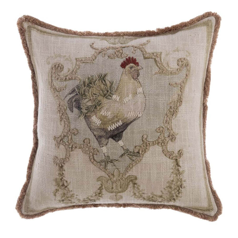 Centrotavola Runner In Puro Cotone Country Beties Uccelli - 40x150 Cm, Colore Pietra - Lavabile In Lavatrice