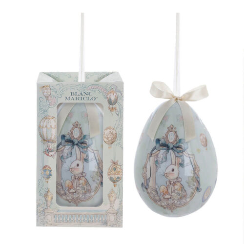 Uovo pasquale Blanc Mariclo Rococo con coniglietto illustrato e scatola regalo