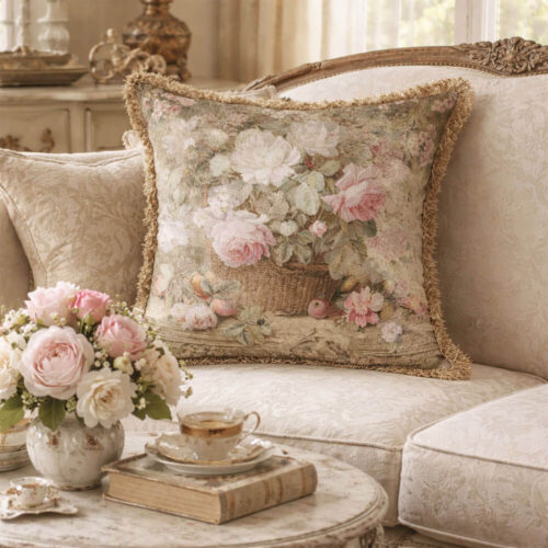 Blanc MariClò Coussin Velours Collection Rose 45x45 cm – Image 2