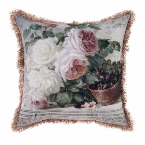 Blanc MariClò Rose Coussin en velours 45x45 cm – Image 3
