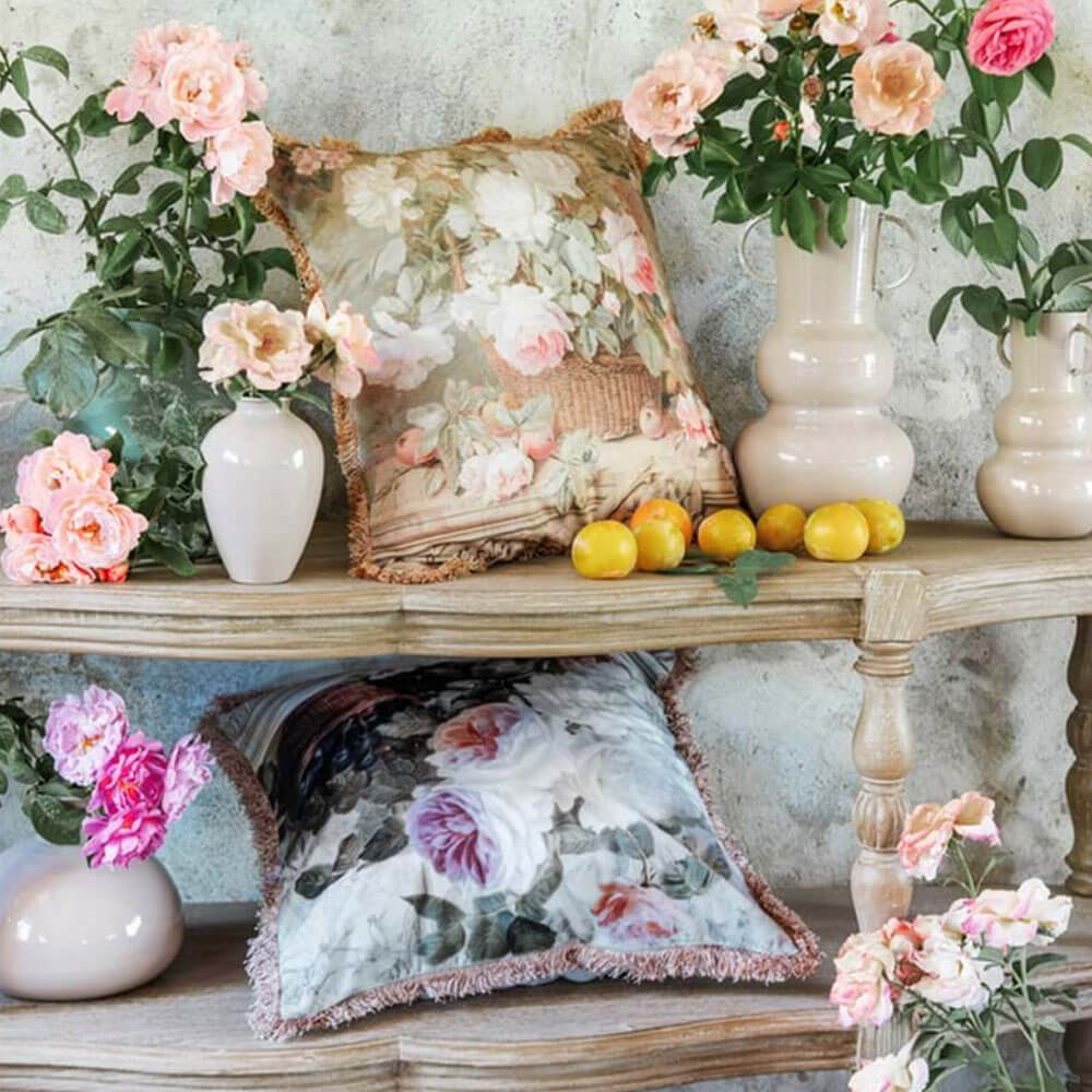 Blanc MariClò Coussin Velours Collection Rose 45x45 cm – Image 3