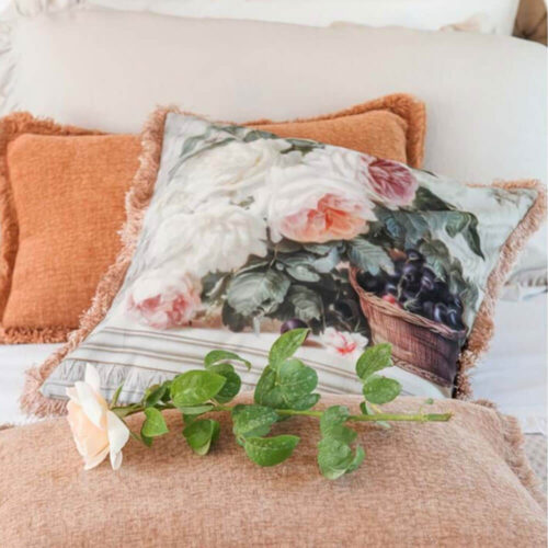 Blanc MariClò Coussin Velours Collection Rose 45x45 cm – Image 4