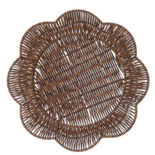 Tovaglietta intrecciata colore naturale con bordo ondulato stile shabby chic