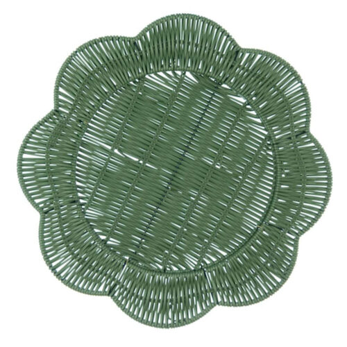Tovaglietta intrecciata verde con bordo ondulato stile shabby chic