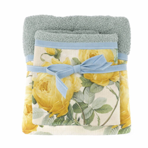 Blanc Mariclò Coppia Asciugamani Verdi Floreali Viso/Ospite