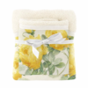 Coppia asciugamani Blanc Mariclò con balza floreale gialla e fiocco bianco in cotone