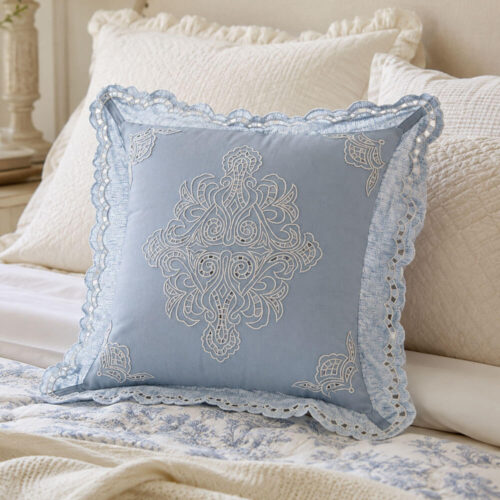 Blanc Mariclo Cuscino con Gale Brezza di Sangallo 45x45 cm