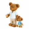 Estatua decorativa con oso y osita de peluche, helado en la mano, ropa azul y beige, estilo Sweet Bear.