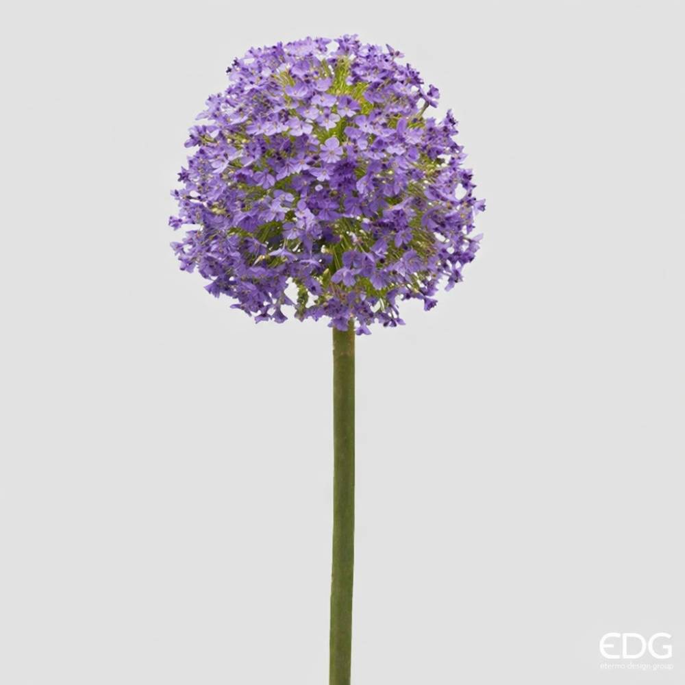 EDG Branche d'allium lavande H 78 cm Ø 14 1 Branche artificielle d'Allium lavender avec inflorescence sphérique lilas et longue tige verte.