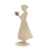 Silhouette donna porta candela in metallo color oro anticato, con base tonda e portacandela a fiore, 41 cm.
