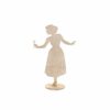Silhouette in metallo anticato beige con fiore, su base tonda, collezione Fiorirà, 20,5x10x31 cm.