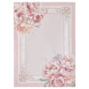 Tappeto rosa cipria con peonie grandi e cornice decorata, stile shabby chic, 100x140 cm.