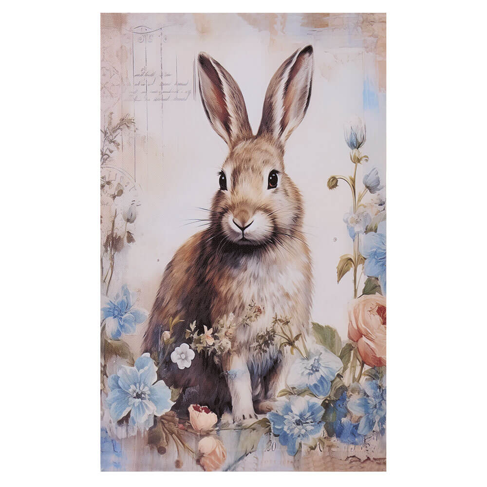 Nuvole di Stoffa Quadro Coniglio Fiori Azzurri PePen 35 cm 2 Nuvole di Stoffa Quadro Coniglio Fiori Azzurri PePen 35 cm - immagine 2