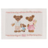 Tovaglietta americana Sweet Bear Fiori 33x50 Nuvole di Stoffa double face, lato con famiglia di orsetti su pois e greca di roselline, retro a pois.