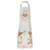 Grembiule Sweet Bear Lui 60x90 Nuvole di Stoffa con fondo a pois, medaglione orsetto e scena con cuori, tasca frontale e bordi decorativi.