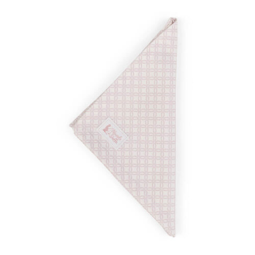 Tovagliolo in cotone rosa con motivo geometrico e logo Nuvole di Stoffa.