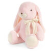 Lapin en peluche rose Nuvole di Stoffa avec nœud ivoire, collection PePen.
