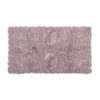 Tappeto bagno malva con rose decorative in rilievo, rettangolare, stile shabby chic.