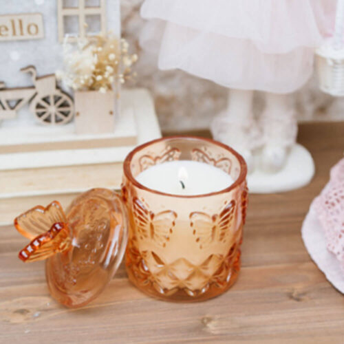 Alternative view of Nuvole di Stoffa Candela Farfalla Arancio H12,5