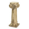 Colonna decorativa beige antichizzata con scanalature e capitello a volute, base quadrata, 29x29x82 cm.