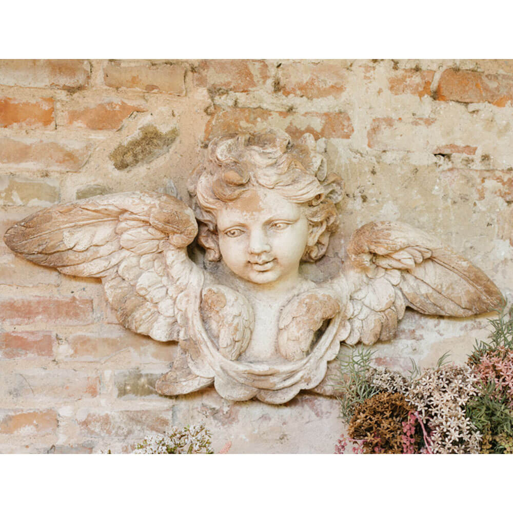 Nuvole di Stoffa Pared Alada Putto 91x46 cm 1 Decoración mural con putto alado de marfil, efecto piedra antigua, alas en relieve, 91x46 cm.