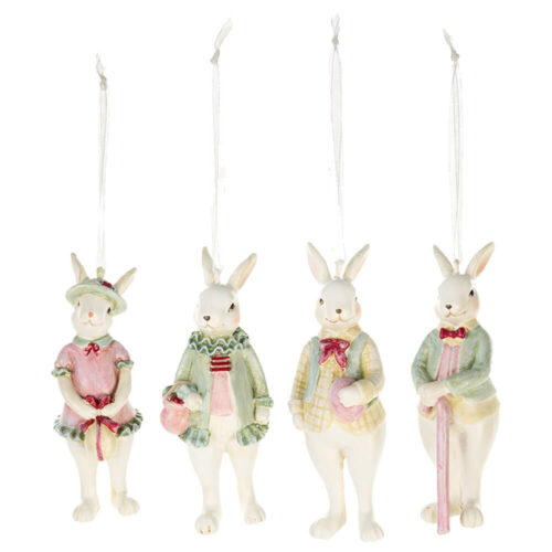 Coniglio PePen in resina da appendere, decorazione pasquale assortita alta 10 cm.