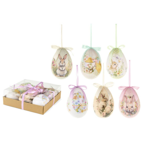 Set 6 uova decorative pasquali Nuvole di Stoffa PePen in polistirolo