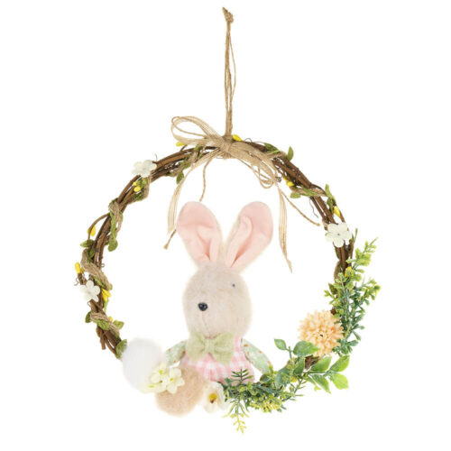 Decorazione Nuvole di Stoffa con coniglio in ghirlanda e fiori stile shabby chic