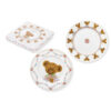 Juego de platos de postre de porcelana Sweet Bear de Ø19 cm con adornos de ositos, flores y festones pastel, con caja de regalo a juego.