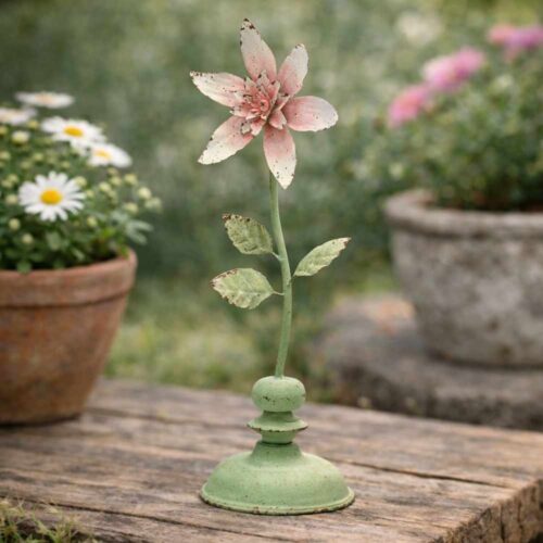 EDG Flor Decorativa de Metal Rosa H38 cm