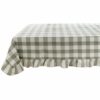Nappe Blanc MariClo à carreaux Vichy verts et blancs avec bordure gala frisée de 10 cm.
