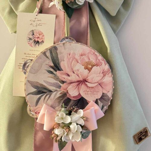 Alternative view of Madame Fiocco Fior di seta verde avec tambourin h 80 cm