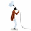 Lampe Little Boy Frixos faite à la main avec abat-jour bleu et personnage masculin en mouvement, hauteur 85 cm.