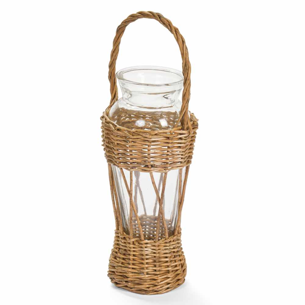 Nuvole di Stoffa Vase en verre avec osier et poignée 28,5 2 Nuvole di Stoffa Vase en verre avec osier et poignée 28,5 – Image 2