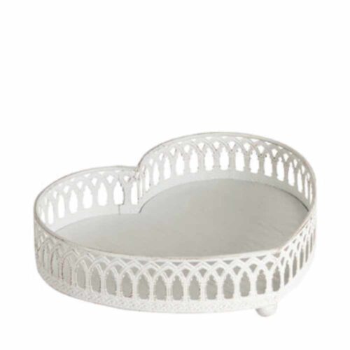 Mathilde M Vassoio Cuore in Metallo Bianco 28 cm