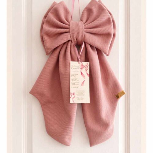 Romántico lazo de nacimiento rosa Madame Fiocco h 55 cm con cinta para colgar