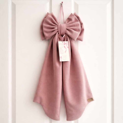 Romántico lazo de nacimiento rosa Madame Fiocco h 85 cm con cinta para colgar