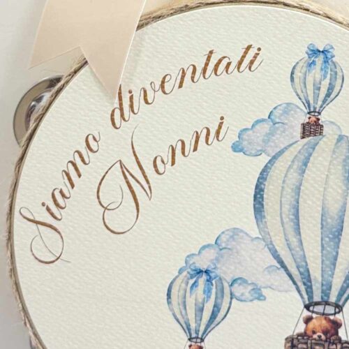 Alternative view of Tambourin Naissance Siamo diventati Nonni Ballon céleste Ø18 cm