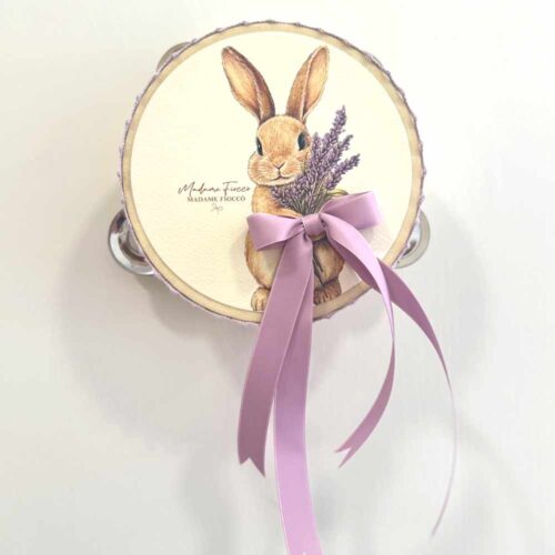 Madame Fioccò Tamburello 13 cm coniglietto con fiocco lilla