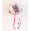 Tamburello da appendere 13 cm con stampa lavanda e fiocco lilla con nastri, Madame Fioccò