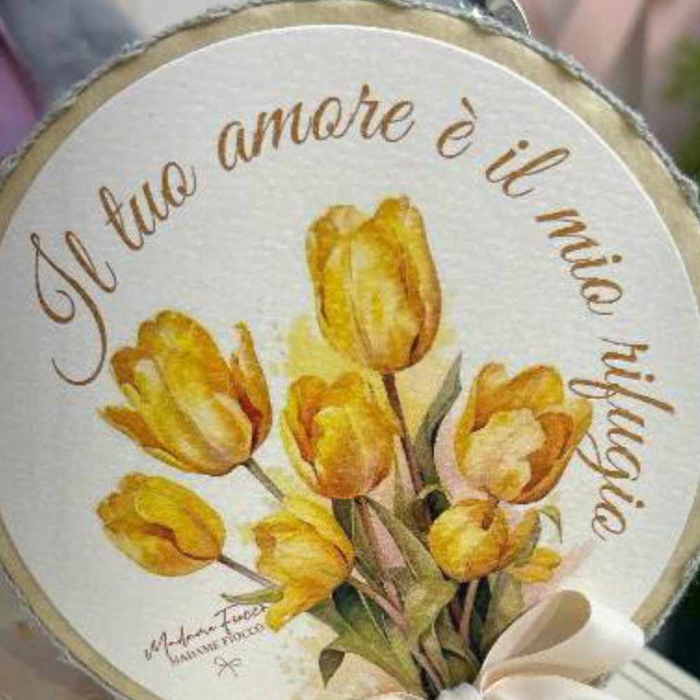Madame Fioccò Tamburello Tulipani Gialli 13 cm 2 Madame Fioccò Tamburello Tulipani Gialli 13 cm - immagine 2