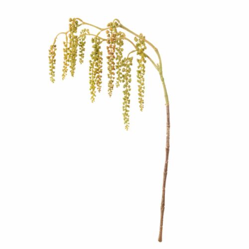 Ramo artificiale di meliloto Nuvole di Stoffa verde-rosa con grappoli pendenti e stelo lungo, altezza 90 cm.