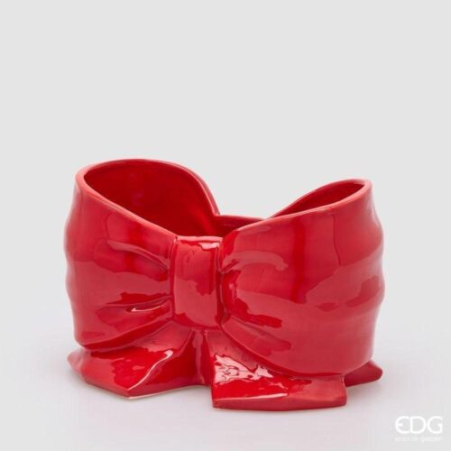 Vaso fiocco EDG ceramica rossa H.21 cm decorazione natalizia
