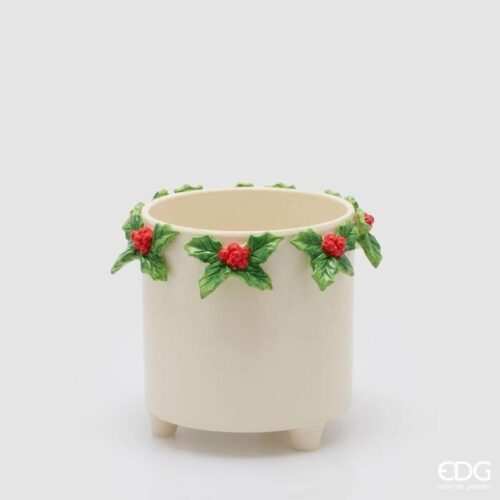 EDG Vaso Agrifoglio Cilindro con Piede H 19