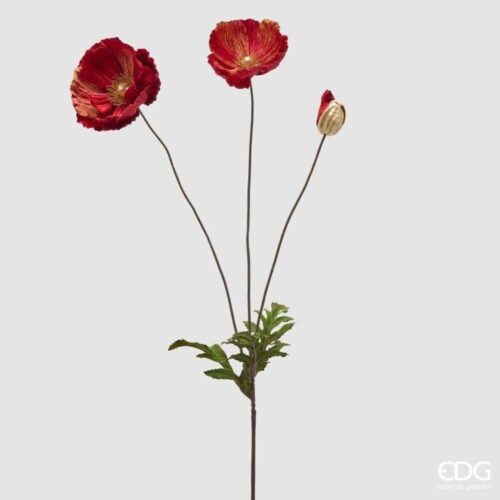 EDG Papavero Velluto Ramo Rosso H 80