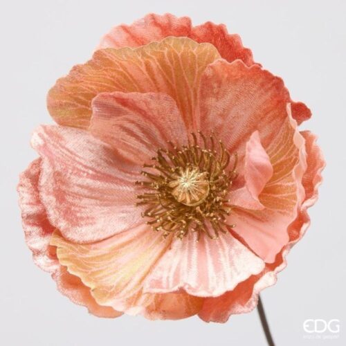Alternative view of EDG Papavero Velluto Ramo Rosa Antico H 80