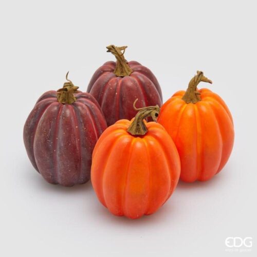 EDG Citrouille ovale orange-rouge H 12 - Lot de 4 pièces