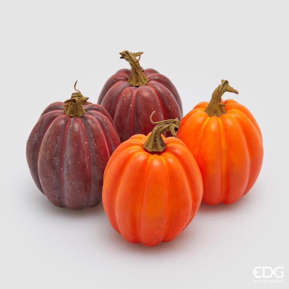 EDG Citrouille ovale orange-rouge H 12 - Lot de 4 pièces